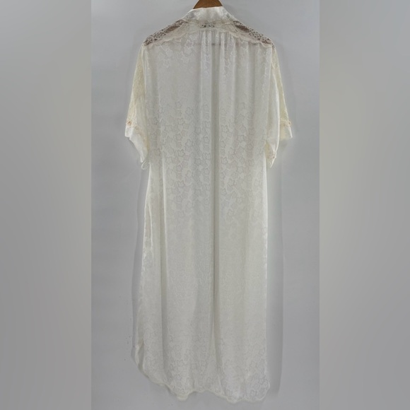 Christian Dior Vintage Ethereal Lace Trimmed Floral Printed Made USA Robe Small - Picture 14 of 15